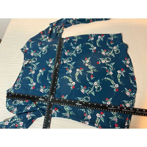 Disney Lauren Conrad Snow White Red Sequin Apple‎ Blue Blouse Woman’s Size S - Picture 5 of 8